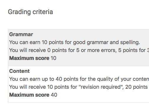 moodle assignment marking guide